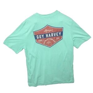 Guy Harvey Men's Graphic T‑Shirt L Turquoise Teal Cotton Outdoor / Fishing Shirt